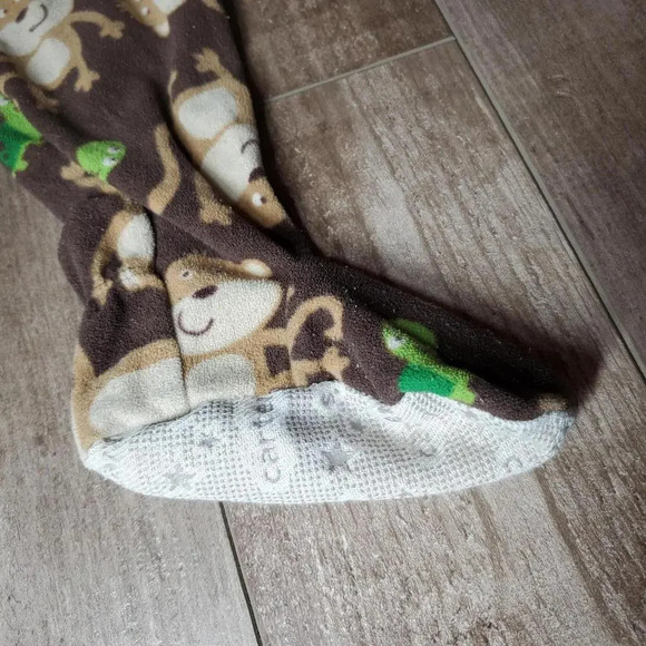 Carter's Size 2T Monkey Turtle Fleece Footed One Piece Sleeper Brown EUC - Picture 7 of 12
